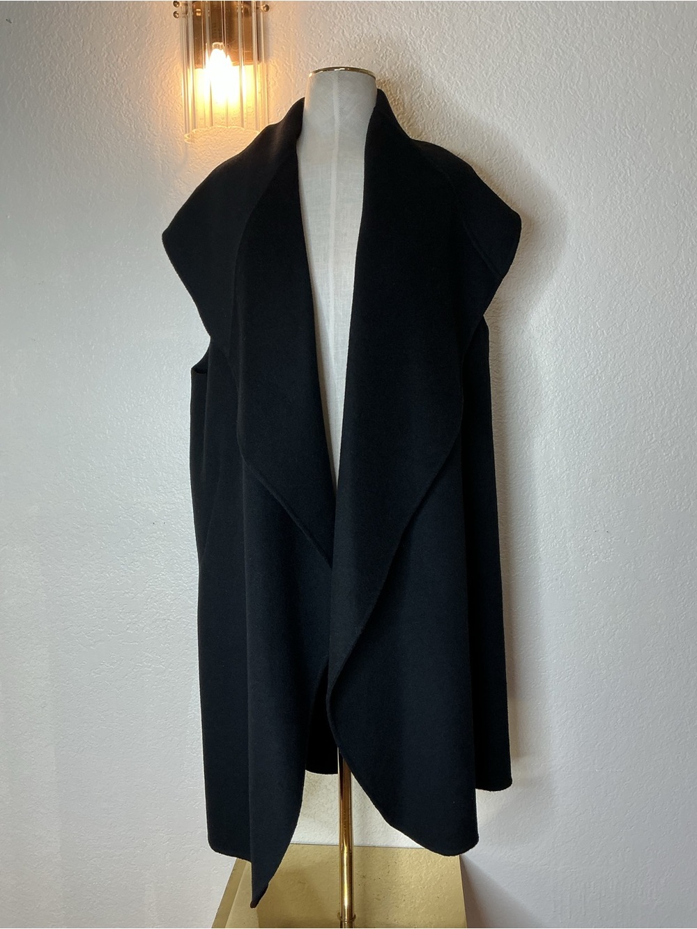 Zara Black Draped Open-Front Sleeveless Poncho